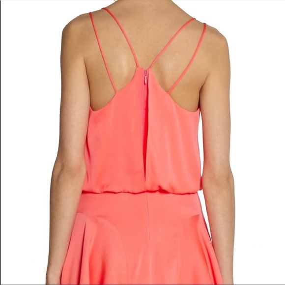 Milly Neon Coral melon stretch-silk mini dress c1 - Picture 4 of 8